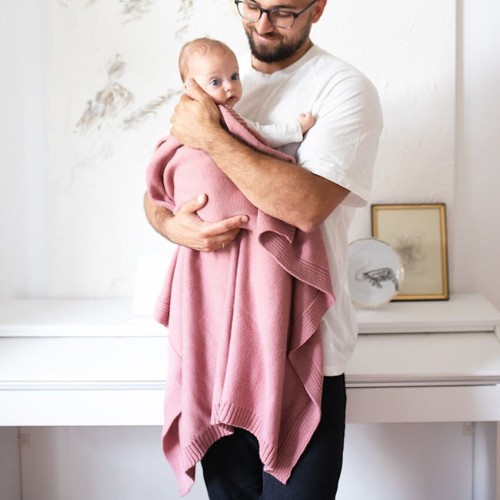 Kocyk merino amori amori Kyoto 80x100 różany