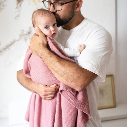 Kocyk merino amori amori Kyoto 80x100 różany