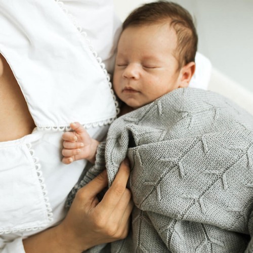 Kocyk merino amori amori Kyoto 80x100 jasno szary