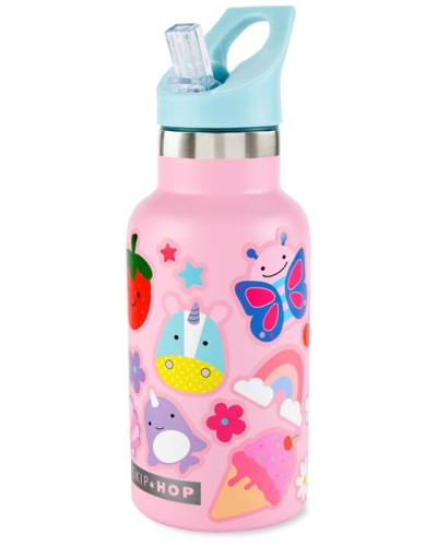 Butelka Stalowa z naklejkami 380ml pink Skip Hop