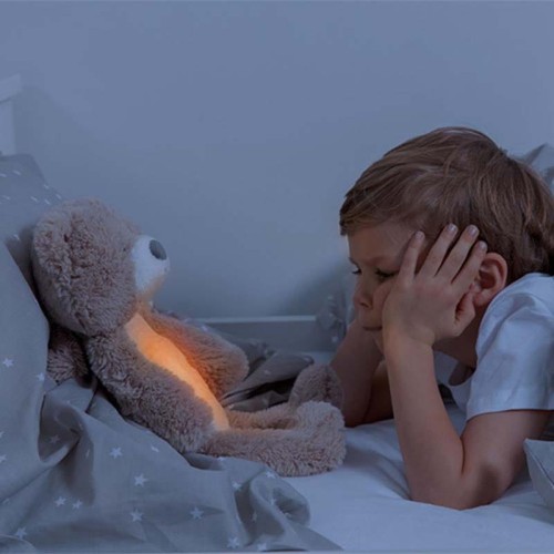 Trener snu i szumiąca przytulanka miś Brody pink Zazu