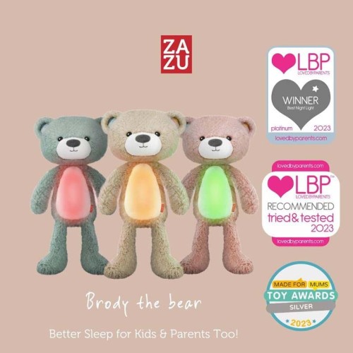 Trener snu i szumiąca przytulanka miś Brody blue Zazu