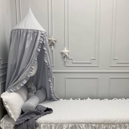 Baldachim z falbanką porcelanowy szary Dolly