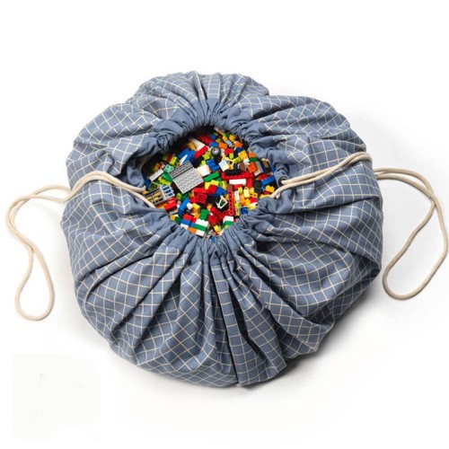 Worek i mata do zabawy 2w1 Organic Grid Blue Play&Go