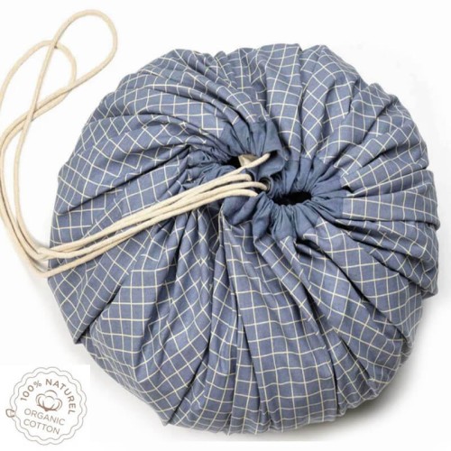 Worek i mata do zabawy 2w1 Organic Grid Blue Play&Go
