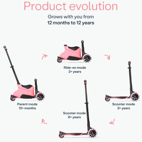 Hulajnoga jeździk 4w1 Xtend Scooter Salmon Pink smarTrike