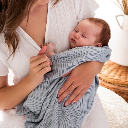 Kocyk bambusowy PUUKI Faro 85x85 jasny szary