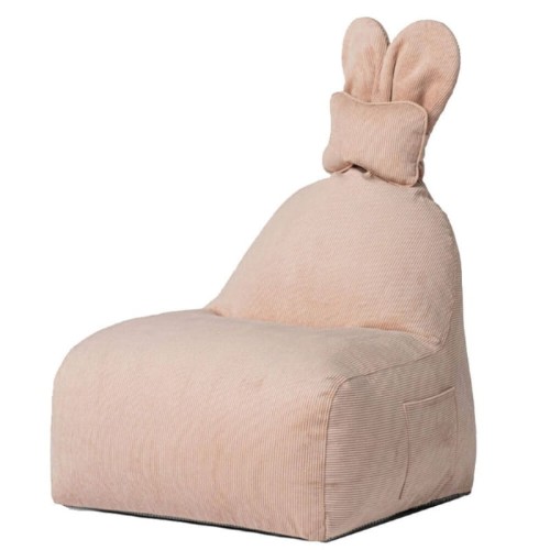 Uszata pufa siedzisko z oparciem Funny Bunny sztruksowa różowa The Brooklyn Kids
