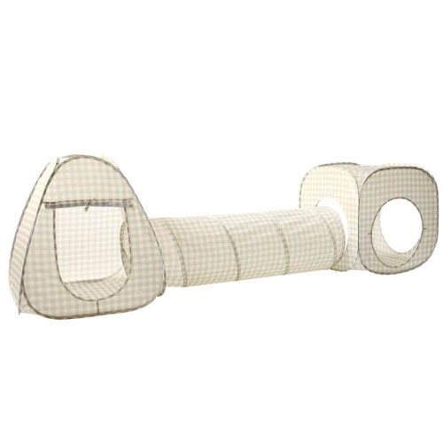 Namioty z tunelem dla dzieci 3 w 1 Gingham Beige 3 Sprouts