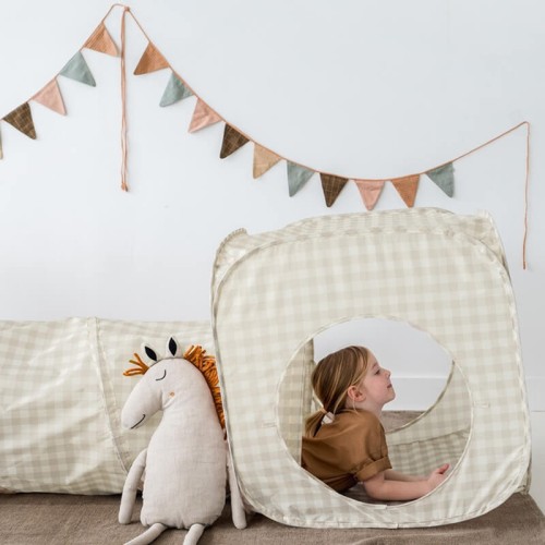 3 Sprouts Zestaw namiotów dla dzieci z  tunelem 3 w 1 Gingham Beige