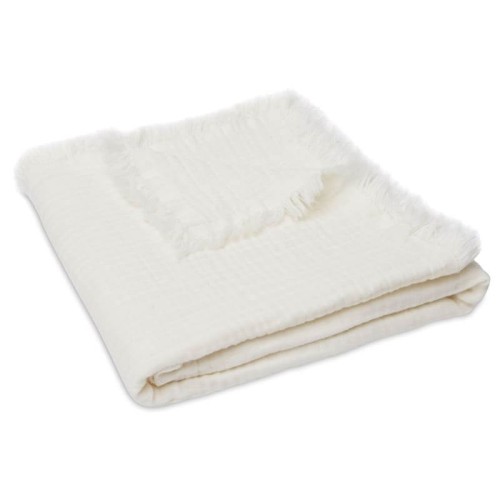Kocyk otulacz muślinowy 100x75 Fringe Ivory Jollein