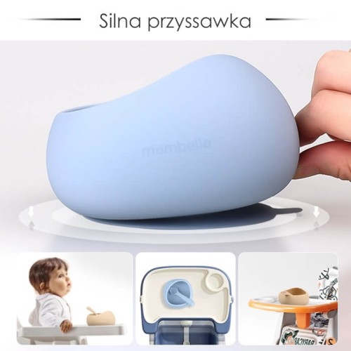 Mombella Miseczka z przyssawką i łyżeczka Light Blue