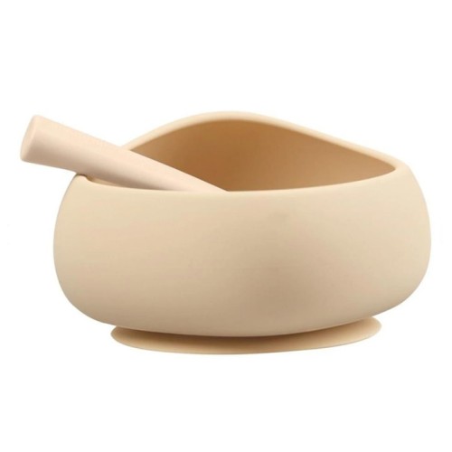 Miseczka z przyssawką i łyżeczka Light Brown Mombella