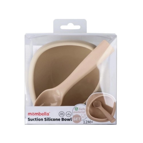 Mombella Miseczka z przyssawką i łyżeczka Light Brown