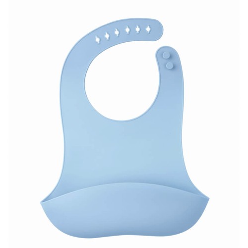 Śliniak silikonowy z kieszonką 3D Light Blue Mombella