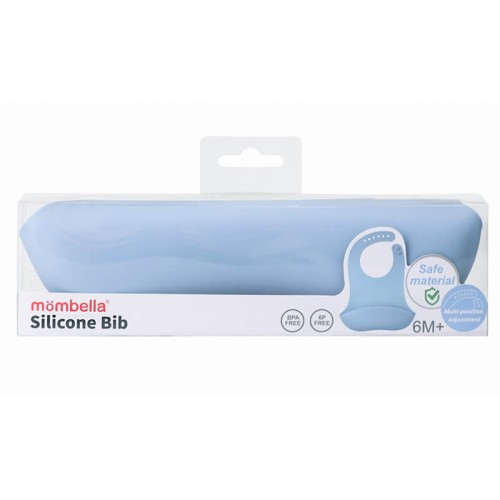 Śliniak silikonowy z kieszonką 3D Light Blue Mombella