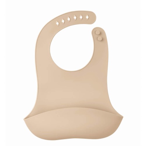Śliniak silikonowy z kieszonką 3D Light Brown Mombella