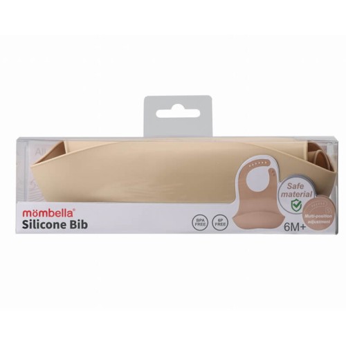 Śliniak silikonowy z kieszonką 3D Light Brown Mombella