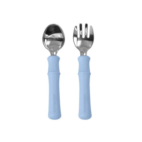 Sztućce dla dzieci  metalowe Panda Light Blue Mombella