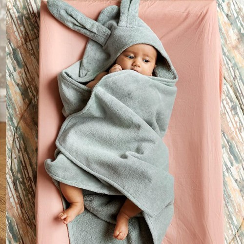 Ręcznik dla niemowląt Mineral Green Bunny Elodie Details