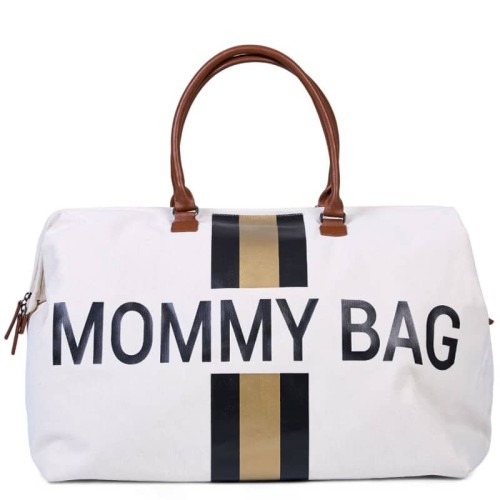 Torba Mommy Bag paski czarno złote Childhome