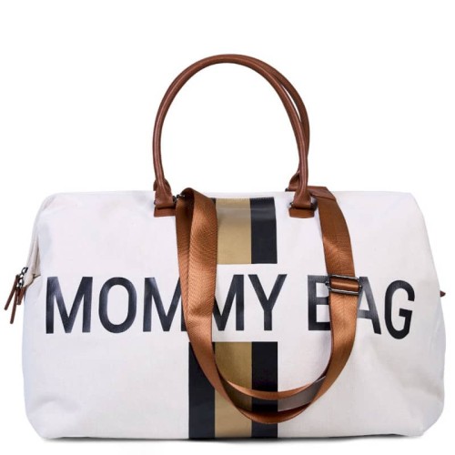 Torba Mommy Bag paski czarno złote Childhome