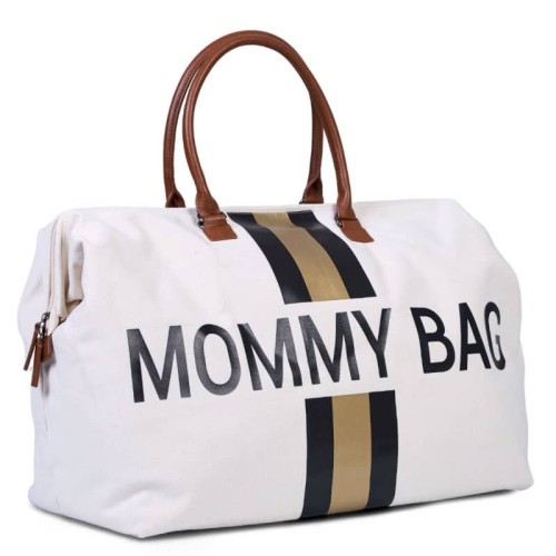 Torba Mommy Bag paski czarno złote Childhome