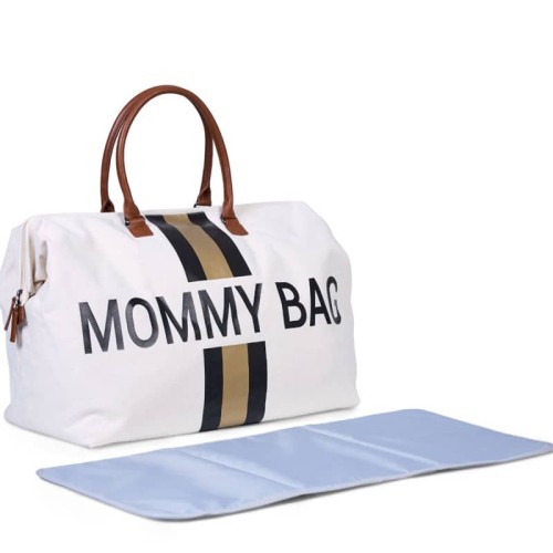 TORBA MOMMY BAG PASKI CZARNO-ZŁOTE