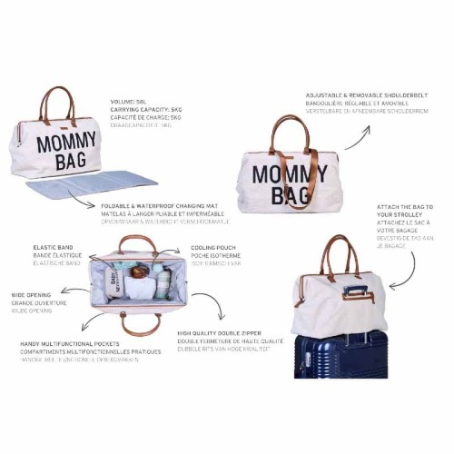 Torba Mommy Bag Teddy Bear White Childhome