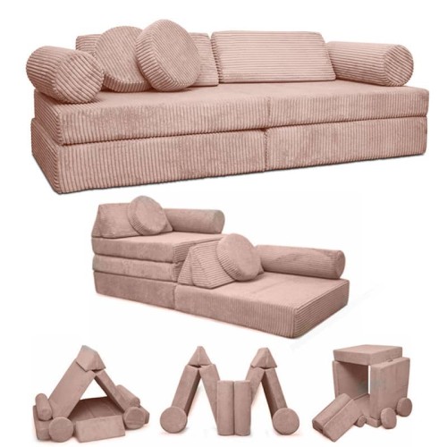 Sofa modułowa do zabawy Montessori pudrowy róż Kotey