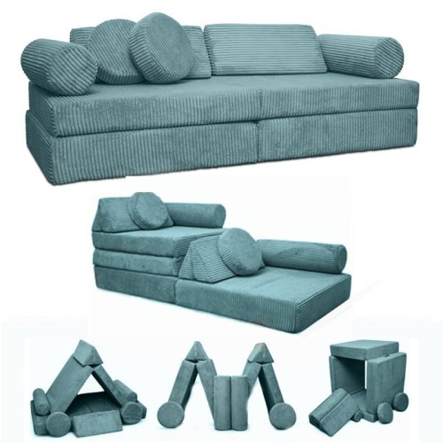 Sofa modułowa do zabawy Montessori turkusowa Kotey
