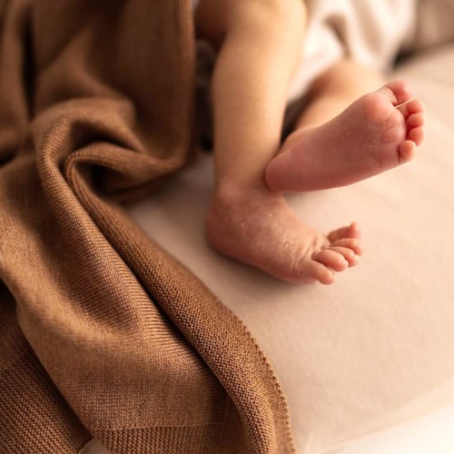Kocyk merino amori amori Cozy 85x85cynamonowy