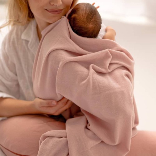 Kocyk merino amori amori Cozy 85x85 delikatny róż