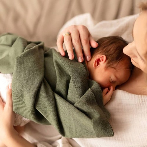 Kocyk merino amori amori Cozy 85x85 oliwkowy