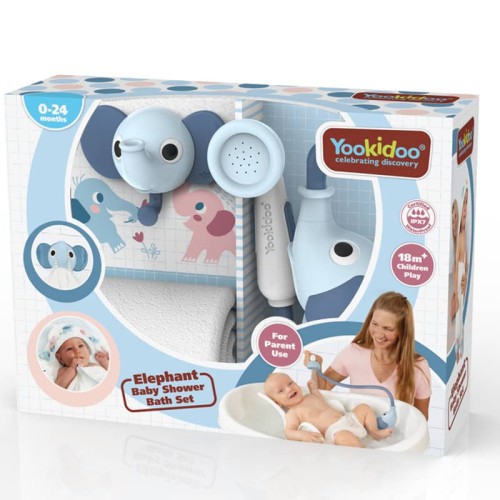 Zestaw kąpielowy prysznic słonik niebieski yookidoo