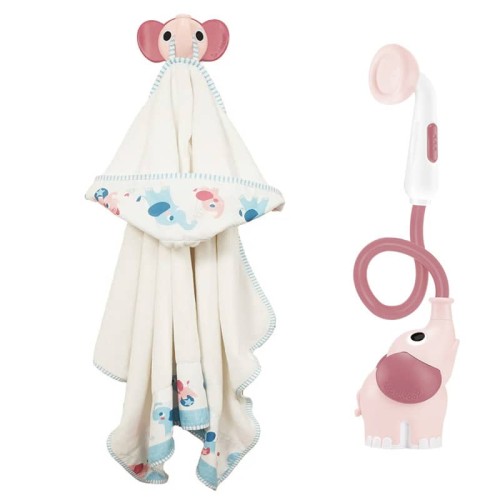 Zestaw kąpielowy prysznic słonik różowy yookidoo