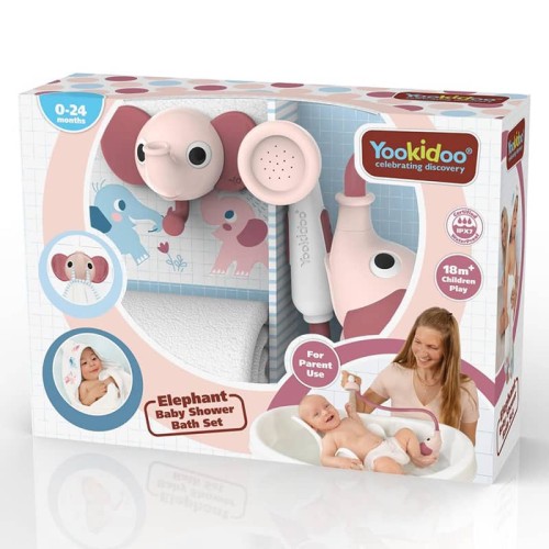 Zestaw kąpielowy prysznic słonik różowy yookidoo