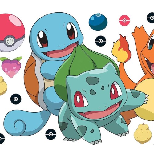 Naklejki Pokemon Squirtle-Charmander i Bulbasaur RoomMates