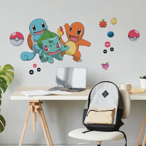 Naklejki Pokemon Squirtle-Charmander i Bulbasaur RoomMates