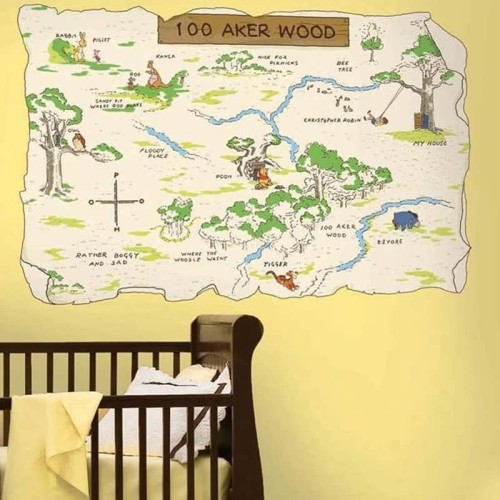 Naklejka mapa Stumilowego lasu Puchatka RoomMates