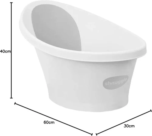 Wanienka dla niemowlaka z odpływem Baby white & grey Shnuggle