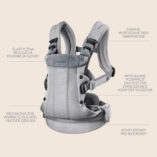 BABYBJORN - nosidełko Harmony 3D Mesh, srebrne
