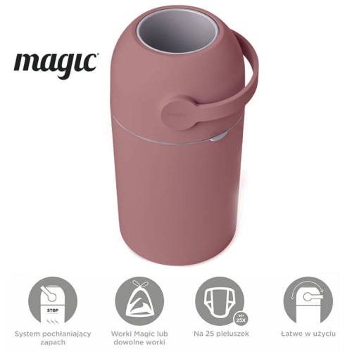 Kosz na zużyte pieluchy Magic Majestic - burgundowy (na 25 pieluch) + worki