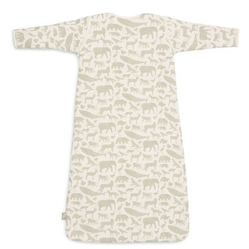 Jollein śpiworek niemowlęcy do spania całoroczny z odpinanymi rękawami ANIMALS OLIVE GREEN 70 cm