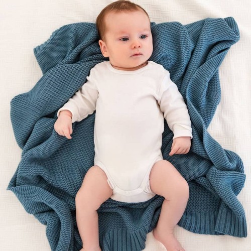 Kocyk bambusowy PUUKI Pure 80x100 ocean blue
