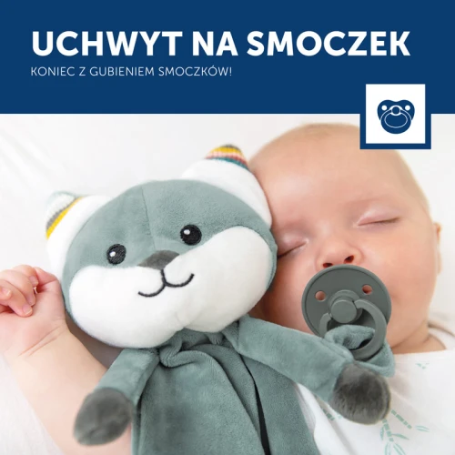Przytulanka szumiąca lis Felix uchwyt na smoczek Zazu