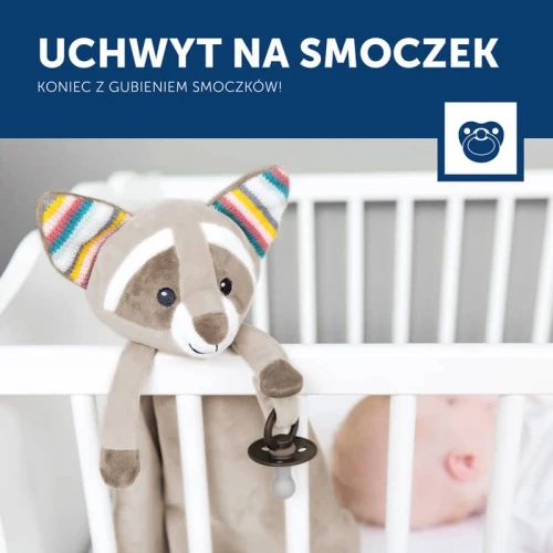 Przytulanka szumiąca szop uchwyt na smoczek Robin Zazu