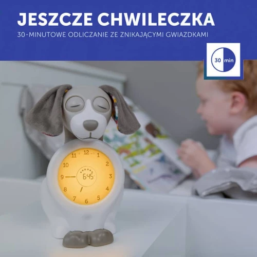 Trener snu i budzik dla dziecka pies Davy taupe Zazu