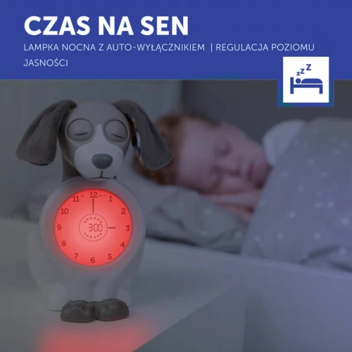 Trener snu i budzik dla dziecka pies Davy taupe Zazu
