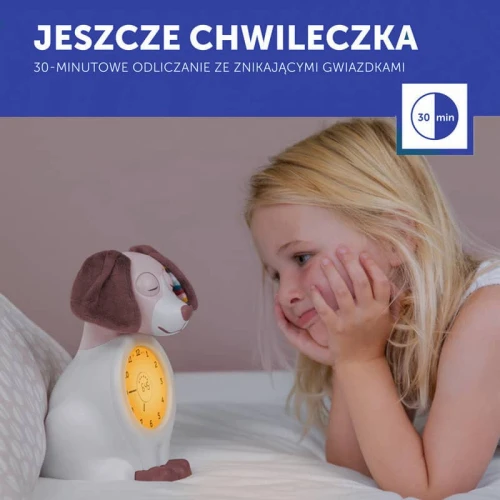 Trener snu i budzik dla dziecka pies Davy pink Zazu